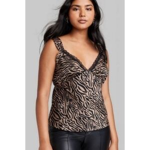 Wild Fable Tiger print Camisole Tank top Black & Tan Size M
